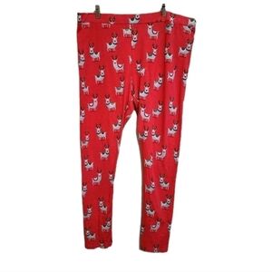 nwt nite nite MUNKI MUNKI Reindeer Animal Print Snug Fit‎ Pajama Pants Red